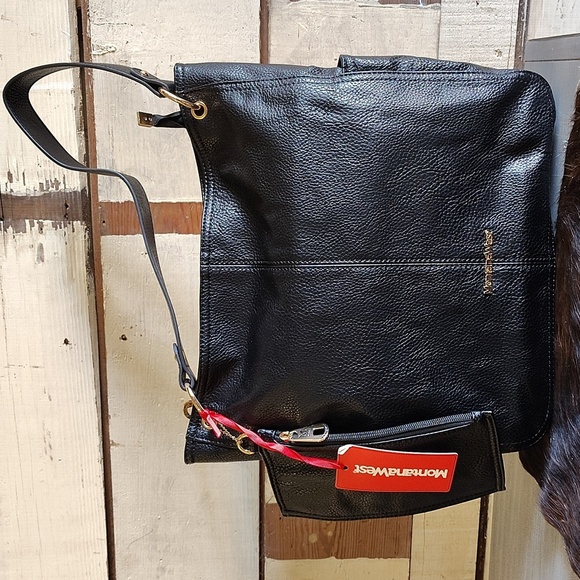 Montana West PU pebble leather black hobo bag with extra zip pouch - Picture 1 of 11